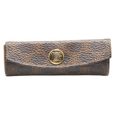 セリーヌ マカダム リップスティックケース ミラー ブラウン ゴールド PVC メッキ レディース CELINE 【中古】